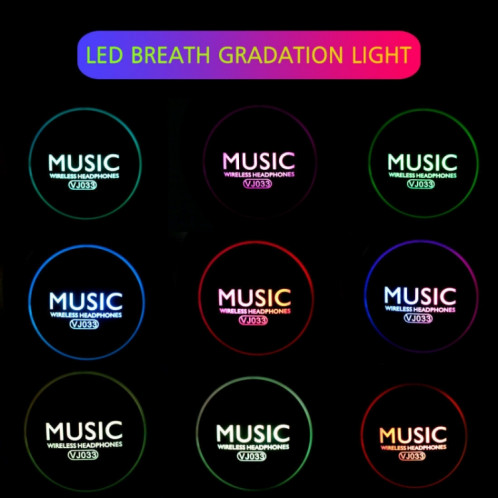 VJ033 Mise à niveau multifonction Bluetooth 5.0 Casque stéréo Microphone LED sans fil Casque radio FM (rouge) SH701D1070-014