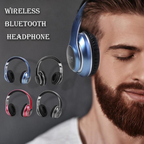 VJ033 Mise à niveau multifonction Bluetooth 5.0 Casque stéréo Microphone LED sans fil Casque radio FM (rouge) SH701D1070-014