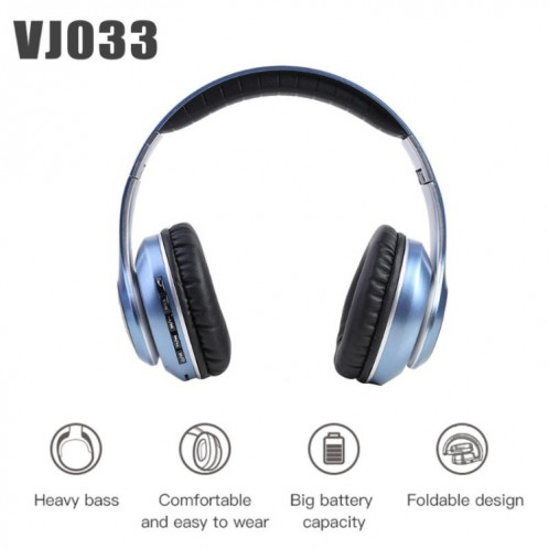VJ033 Mise à niveau multifonction Bluetooth 5.0 Casque stéréo Microphone LED sans fil Casque radio FM (rouge) SH701D1070-014