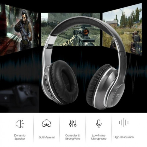 VJ033 Mise à niveau multifonction Bluetooth 5.0 Casque stéréo Microphone LED sans fil Casque radio FM (rouge) SH701D1070-014