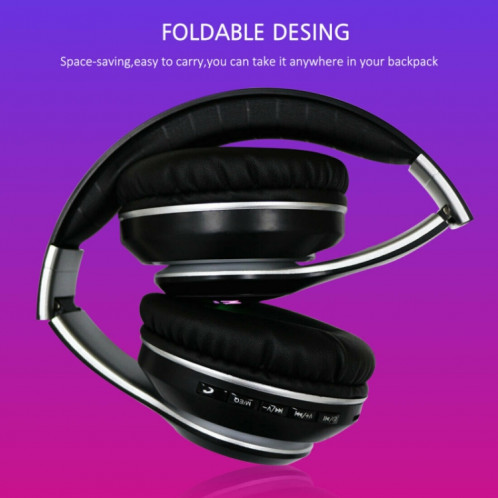VJ033 Mise à niveau multifonction Bluetooth 5.0 Casque stéréo Microphone LED sans fil Casque radio FM (rouge) SH701D1070-014