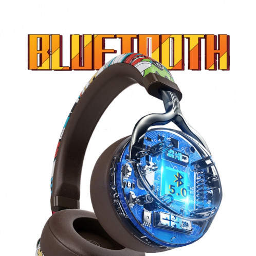 VJ086 Graffiti Headset Casque Bluetooth Sports sans fil Casque d'impression couleur à transfert d'eau, Support TF, FM (Noir + Blanc) SH801B463-016