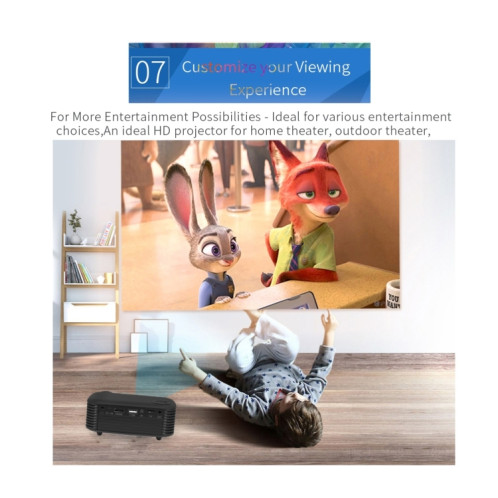 A2000 Portable Projecteur 800 Lumen LCD Home Theatre Video Projecteur, support 1080p, US Plug (Orange) SH901B220-012