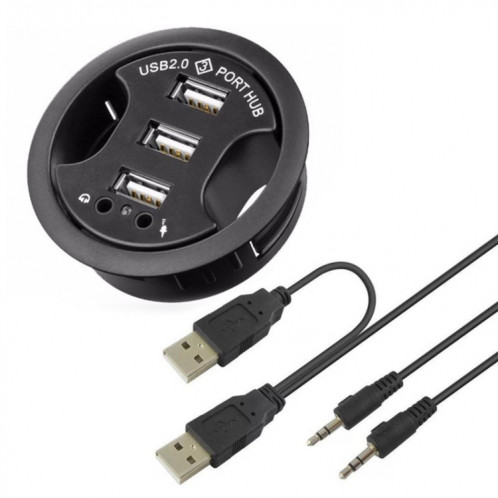 Hub USB 2.0 3 ports avec prise audio 3,5 mm et microphone SH21721013-04