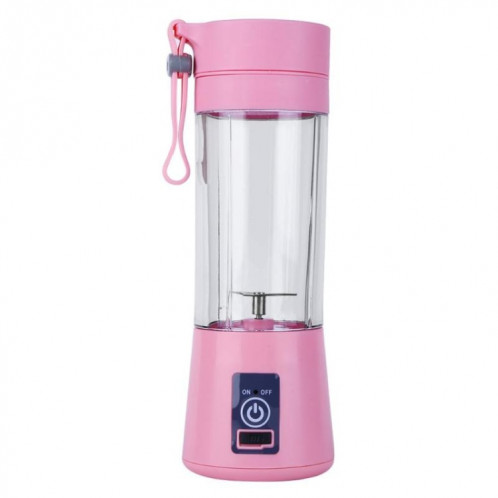 Bouteille de mélangeur de tasse de fabricant de jus d'orange d'agrumes de légume automatique électrique rechargeable par USB (380ML) (2 lames rose) SH201I616-010