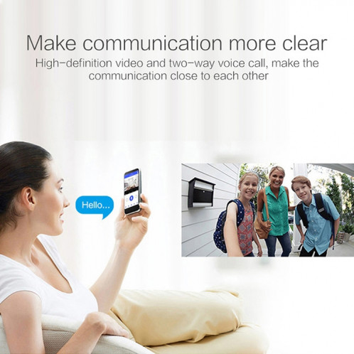 Eken V5 Smart Phone Call Visual Enregistrement Vidéo Soignée Vision de la nuit WiFi WiFi Sécurité WiFi Sécurité Home Moniteur Interphone porte de porte, standard (noir) SH701B150-011