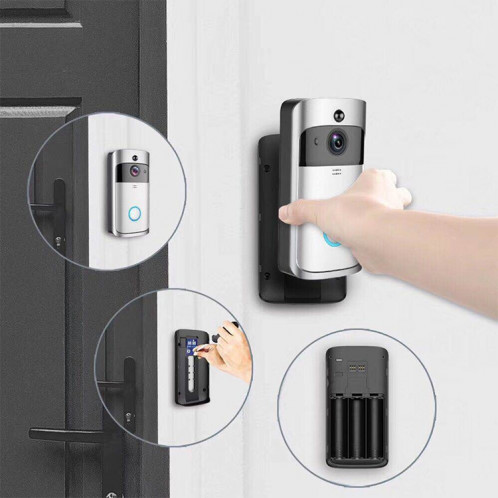 Eken v5 Smart Phone Smart Phone Call Enregistrement Visual Soignée Vidéo Vision Nuit Vision WiFi WiFi Sécurité Sécurité Home Moniteur Interphone Porte de porte, Standard (Argent) SH4701130-011