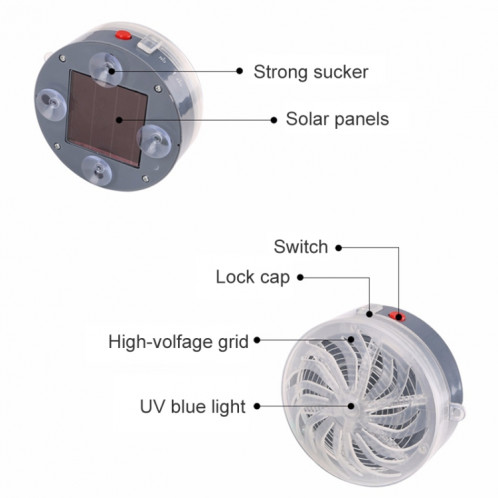Tueur de moustiques à énergie solaire tueur d'insectes à la maison, lampe à lumière UV, répulsif anti-moustique intérieur extérieur SH51921102-012