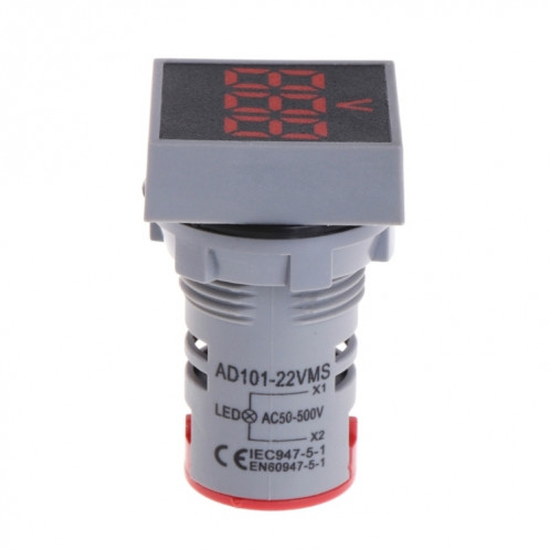 AD101-22VMS Mini AC 20-500V Voltmètre Panneau Carré LED Indicateur de Tension Numérique (Vert) SH001B522-07