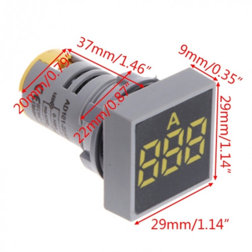 AD101-22VMS Mini AC 20-500V Voltmètre Panneau Carré LED Indicateur de Tension Numérique (Blanc) SH001E74-07