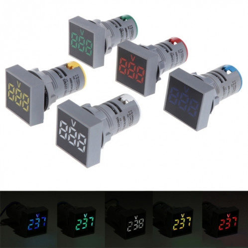 AD101-22VMS Mini AC 20-500V Voltmètre Panneau Carré LED Indicateur de Tension Numérique (Blanc) SH001E74-07