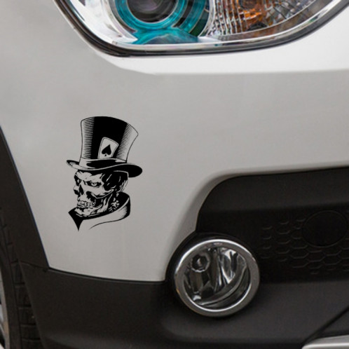 10 PCS Joker Squelette Crâne Cartes À Jouer Poker Monstre Chapeau Forme Vinyle Autocollant De Voiture, Taille: 11.3x17.6cm (Argent) SH301A1904-04