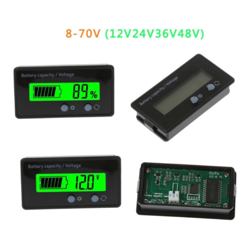 GY-6S 12V compteur de puissance de batterie au plomb indicateur de capacité de batterie au Lithium testeur d'affichage voltmètre en pourcentage SH2424409-06