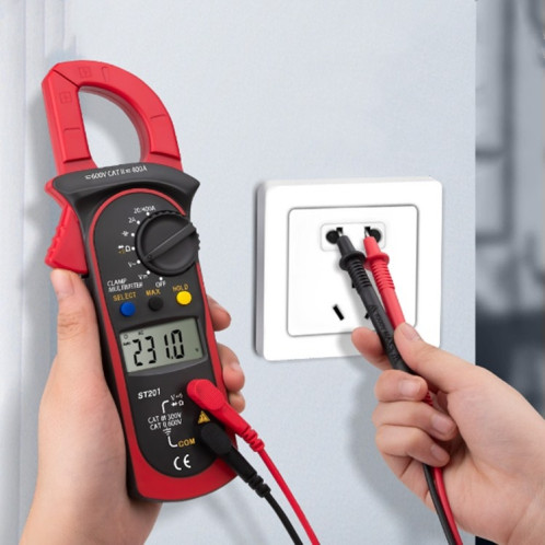 ANENG ST201 Testeur d'instrument de mesure de tension et de courant multimètre à pince numérique AC et DC (rouge) SA301B1003-011