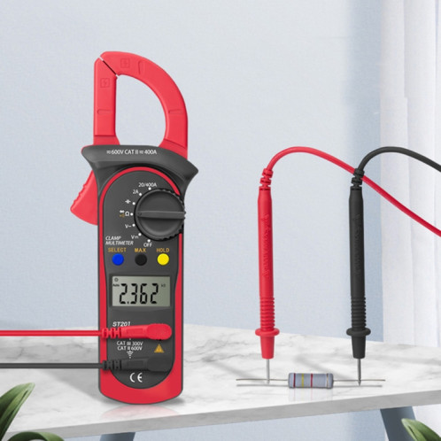 ANENG ST201 Testeur d'instrument de mesure de tension et de courant multimètre à pince numérique AC et DC (rouge) SA301B1003-011