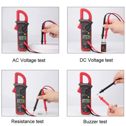 ANENG ST201 Testeur d'instrument de mesure de tension et de courant multimètre à pince numérique AC et DC (rouge) SA301B1003-011