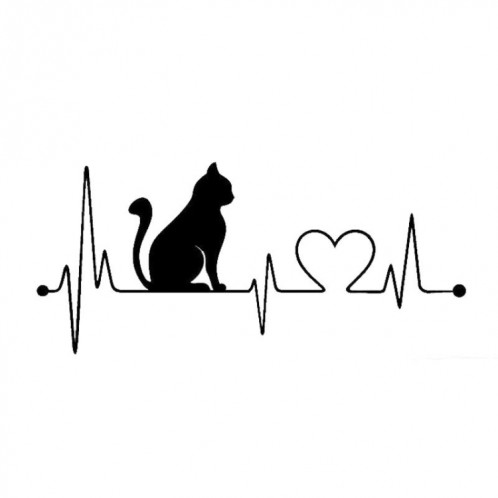 10 PCS Cat Heartbeat Lifeline Shape Vinyle Decal Créatif Autocollants De Voiture Accessoires De Style De Camion De Voiture, Taille: 26.5x12cm (Noir) SH82011998-03