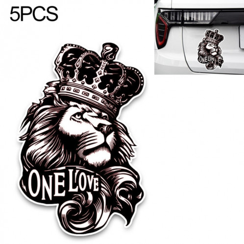 Autocollant animalier de voiture de PVC de couronne de lion d'amour de 5 PCS YJZT, taille: 10x15.3cm SH0942885-04