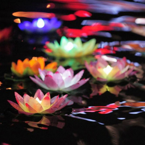 3 couleur LED Flood Artificielle Lotus Flottant Lampes De Forme De Fleur Pour La Piscine Extérieure Souhaitant Fête (Rose) SH401A1436-05