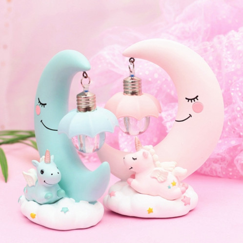 Lune résine dessin animé romantique chambre décor lampe de nuit bébé enfants cadeau de Noël d'anniversaire (bleu) SH701A1231-06