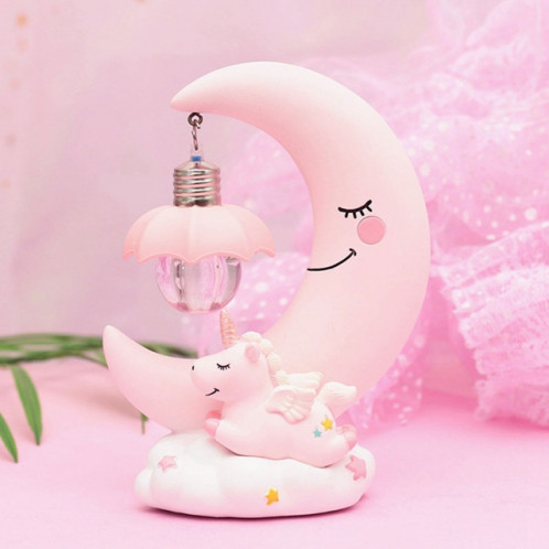 Lune résine dessin animé romantique chambre décor lampe de nuit bébé enfants cadeau de Noël d'anniversaire (rose) SH701B608-06