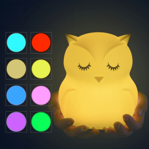 Mignon hibou dessin animé coloré LED lampe créative silicone veilleuse pour enfants jouet lampe chambre décoration USB charge lumière SH75531382-06