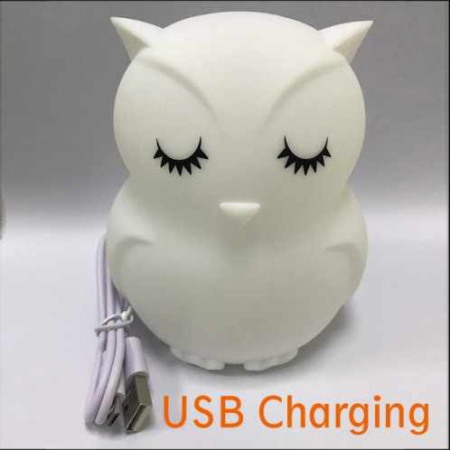 Mignon hibou dessin animé coloré LED lampe créative silicone veilleuse pour enfants jouet lampe chambre décoration USB charge lumière SH75531382-06