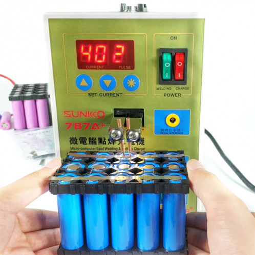 Soudeuse par points de batterie à impulsion LED SUKKO + Machine de soudage par points Micro-ordinateur Micro-soudage avec lumière LED + pince de batterie, prise 220V UE SS20211530-06