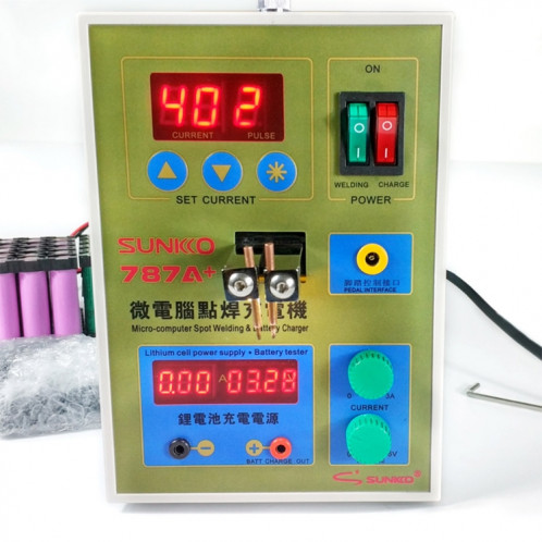 Soudeuse par points de batterie à impulsion LED SUKKO + Machine de soudage par points Micro-ordinateur Micro-soudage avec lumière LED + pince de batterie, prise 220V UE SS20211530-06