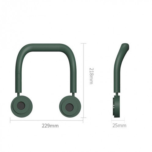 Ventilateur de charge USB Mini ventilateur de cou suspendu portable (vert foncé) SH201C153-08