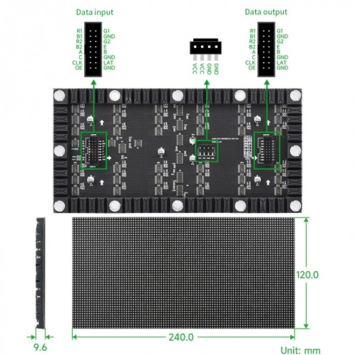 Panneau matriciel LED couleur RVB flexible Waveshare, pas de 2,5 mm, 96 x 48 pixels, PCB pliable à luminosité réglable SW08571772-06