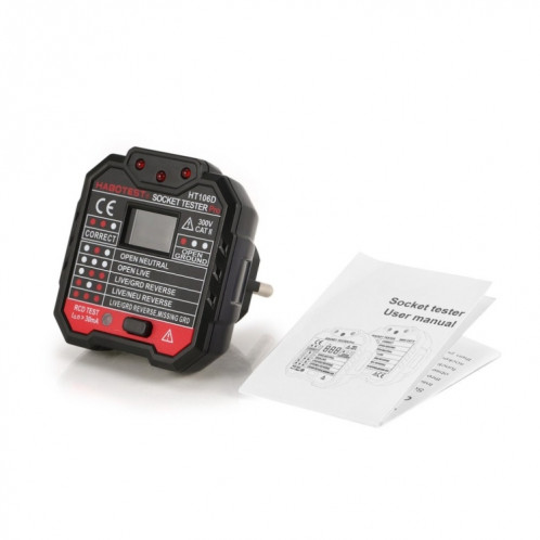 Testeurs de prise HT106 Détecteur de test de tension Ligne de terre Ligne neutre Électroscope de fuite de ligne en direct () SH701B1505-09