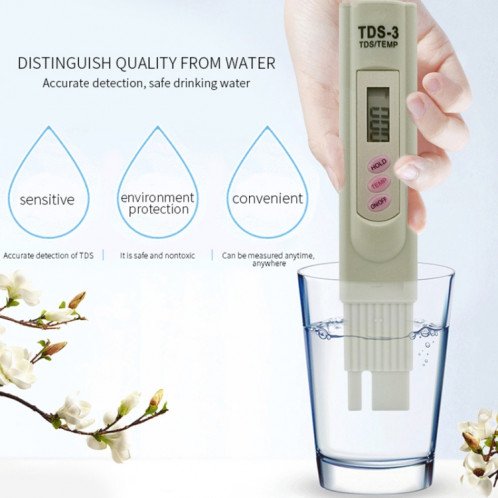 Testeur de compteur numérique TDS filtre Qualité de l'eau Testeur de pureté de la pureté de l'eau potable Outil de test d'eau SH175318-08