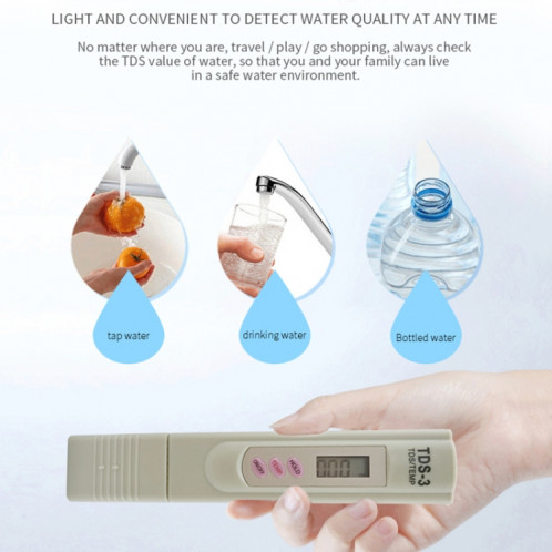Testeur de compteur numérique TDS filtre Qualité de l'eau Testeur de pureté de la pureté de l'eau potable Outil de test d'eau SH175318-08