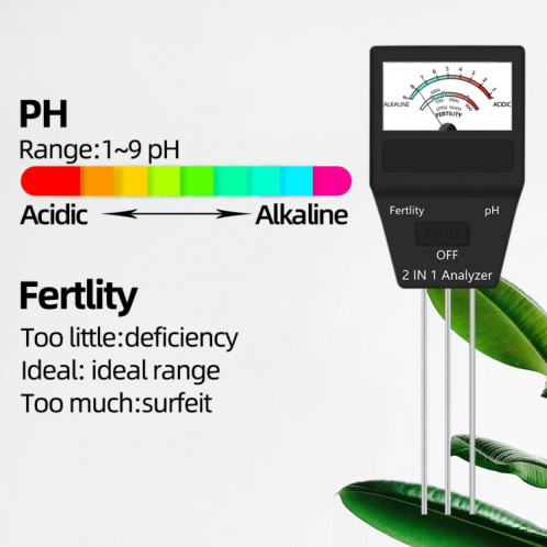 Outils de jardinage d'instruments de testeur de fertilité de pH mètre 2 en 1 avec 3 sondes SH8704867-07