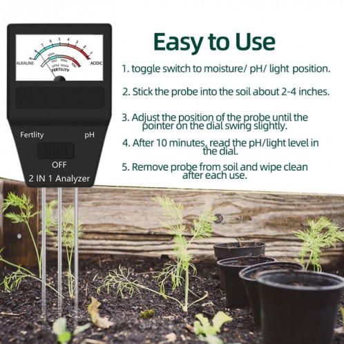 Outils de jardinage d'instruments de testeur de fertilité de pH mètre 2 en 1 avec 3 sondes SH8704867-07
