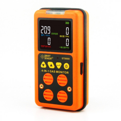 ST8900 4 en 1 Gaz toxique de monoxyde de carbone CO Détecteur hydrogène sulfuré H2S oxygène gaz combustible Écran LCD Monitor Test, son léger vibration d'alarme, CN Fiche SH2230188-06