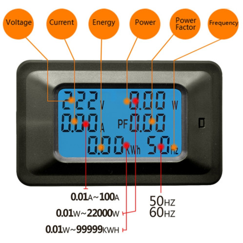 100A ménage multifonctionnel watt-heure mètre AC numérique tension et courant mètre moniteur de puissance SH89671028-07