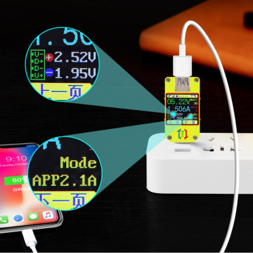 Testeur d'écran couleur USB 3.0 Mesure de tension-courant Type-C, prise en charge de l'application Android, modèle: UM34 sans Bluetooth SH27011165-012