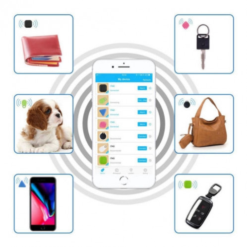 Pet Child Wallet Alarm Key Finder Mini Tag Smart Tracker Bluetooth GPS Locator Alarm Auto Car Pets Kids Motorcycle Trackers (White) SH601A903-08