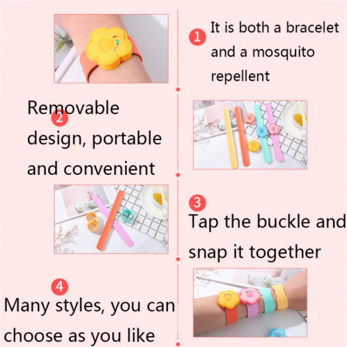 4 PCS Bracelet anti-moustique portable extérieur de bande dessinée anti-moustique Anneau élastique, Style: Fruits populaires SH32011375-09