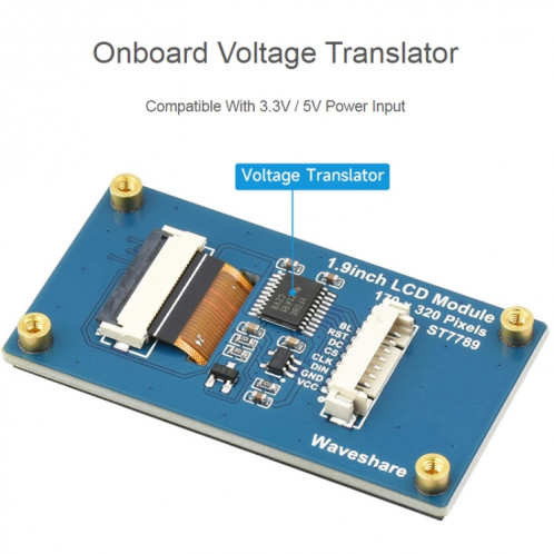 Module d'affichage LCD Waveshare 1.9 pouces 262K couleurs 170x320 pour Raspberry Pi Pico, Interface SPI, 23822 SW66061907-06