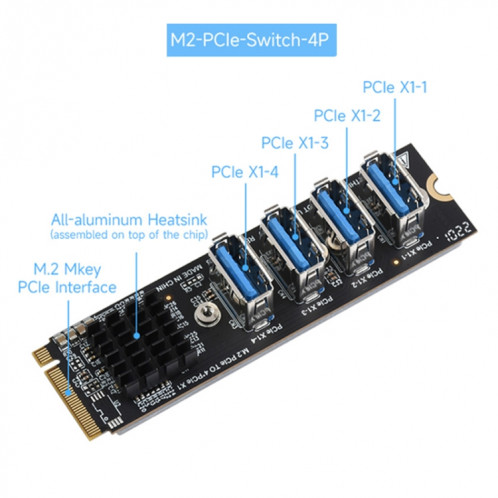 Extension Waveshare PCIe X1 vers PCIe X16, utilisation avec une extension M.2 vers PCIe 4 canaux, 24003 SW6674405-09