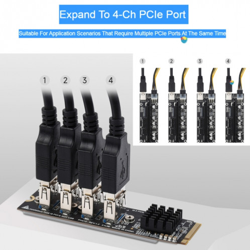 Extension Waveshare PCIe X1 vers PCIe X16, utilisation avec une extension M.2 vers PCIe 4 canaux, 24003 SW6674405-09