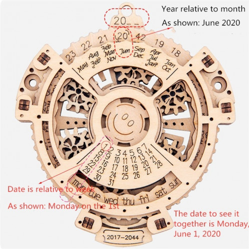 Enfants en bois mécanique engrenage calendrier perpétuel modèle de Puzzle 3D bricolage jouets assemblés SH4196510-07