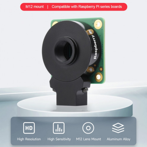 Waveshare pour caméra Raspberry Pi M12 objectif haute sensibilité, capteur 12.3MP IMX477R, 23945 SW65451350-09