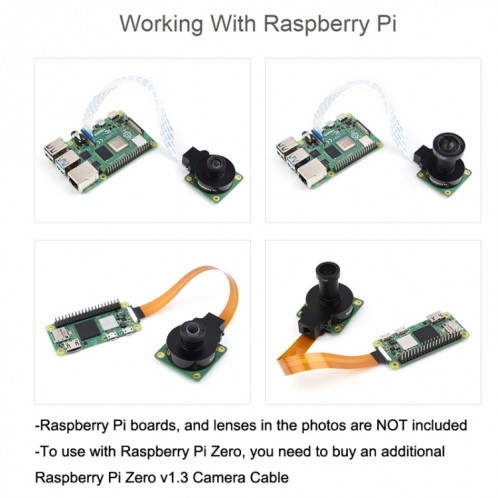 Waveshare pour caméra Raspberry Pi M12 objectif haute sensibilité, capteur 12.3MP IMX477R, 23945 SW65451350-09