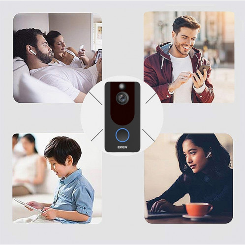 Eken v7 édition standard 1080P Full HD Security Security Security Home Monitor Interphone Smart Phone Video Soorbell Sans Machine Dingdong, Support audio à deux voies, Détection de mouvement PIR, Vision nocturne SH542240-09