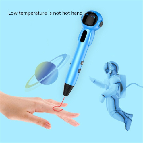 Astronaute 3D Stylo d'impression à basse température Intelligent Stéréo sans fil Graffiti Peinture Enfants Brosse 3D, Capacité de la batterie: 1000 mAH (Blanc) SH002C716-06