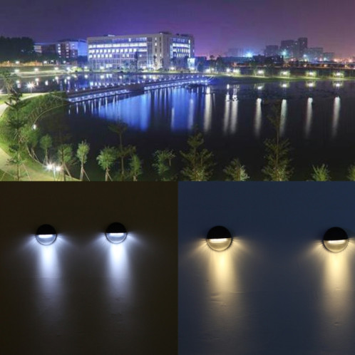 2 PCS capteur de lumière d'énergie solaire 6 lampe à économie d'énergie LED applique murale extérieure clôture de jardin lampe étanche veilleuse (blanc) SH701A113-011